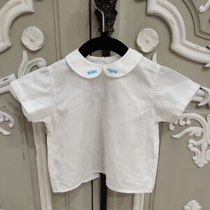Mariella Ferrari Baby Girl Blouse with Blue Candy Embroidery Size 6 Months 🍬
